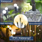 IP65 waterproof solar firefly lights showcasing heat and moisture resistance in an outdoor garden setting.