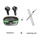 Wireless Headphones with charging case and cleaning tool for seamless connectivity and superior sound quality.