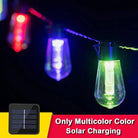 LED Solar Christmas Lights with durable, multicolor Edison bulbs for outdoor ambiance.