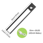 Motion Sensor Light Cabinet Lighting Kit, 20cm LED Bar with USB Cable, 400mAh Battery.