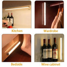 Wireless LED night lights with motion sensor for kitchen, wardrobe, bedside, wine cabinet.