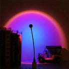 Sunset Mood Lamp Light illuminating interior with soft, colorful glow.