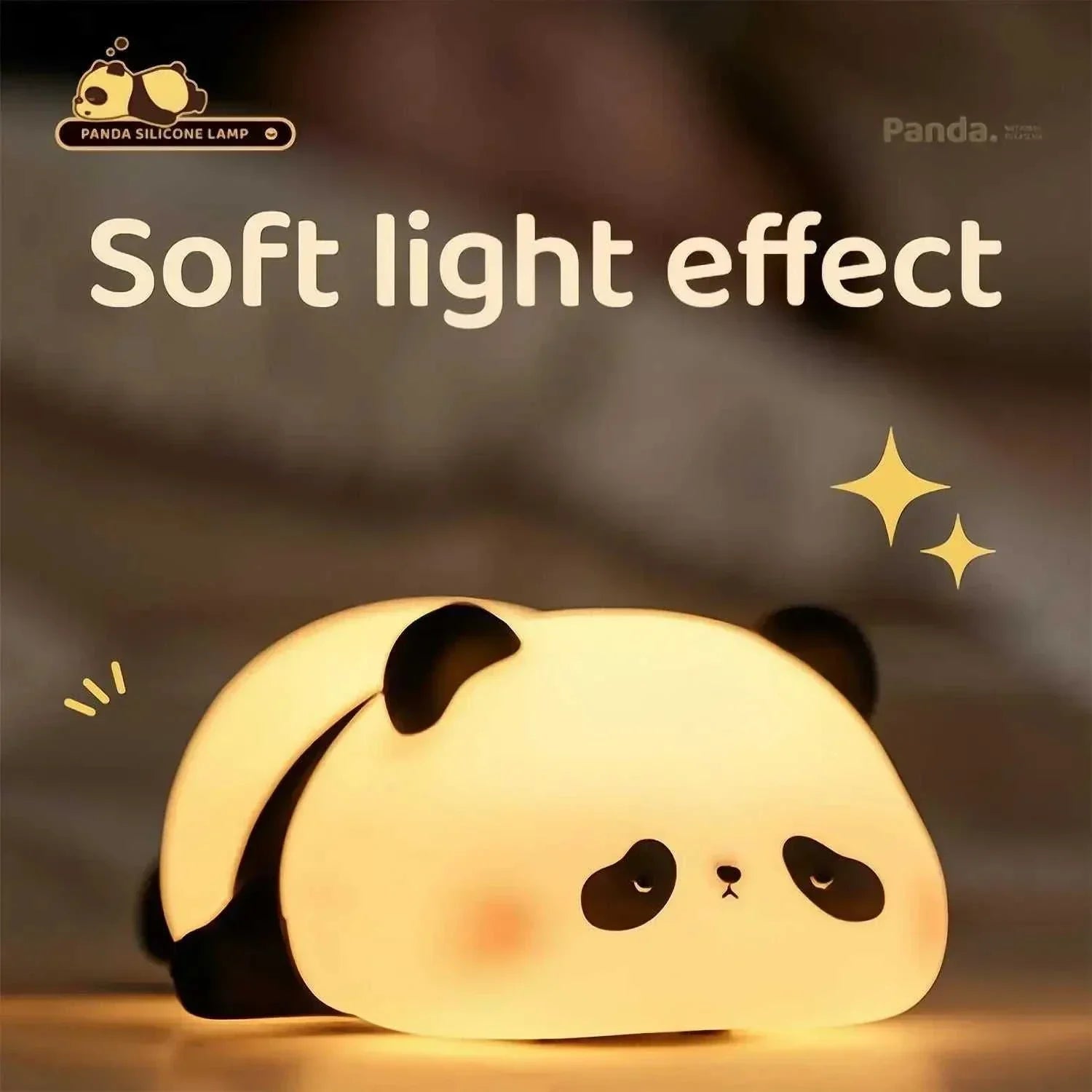 LED night light cute panda lamp with soft light effect for cozy ambiance.