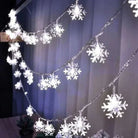 LED Snowflake Lights illuminating a winter-themed space, perfect for holiday decor and festive occasions.