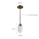 Elegant Raindrop Pendant Lights with copper and glass design, adjustable line, LED bulbs, ideal for bedrooms and living areas.