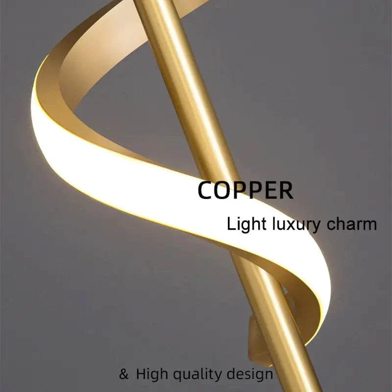 Nordic LED pendant light with copper finish and elegant design for indoor lighting.