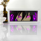 Anime neon light box with vivid character design.