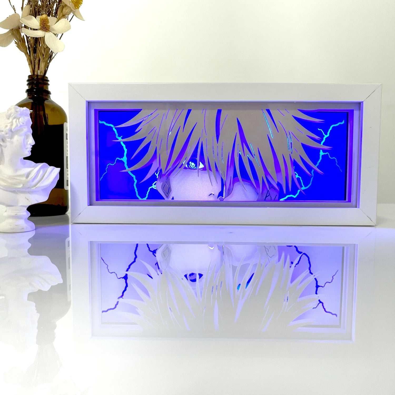 Anime neon light box featuring vibrant character design.