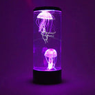 Jellyfish lamp with color-changing LED lights creating a tranquil ocean ambiance.