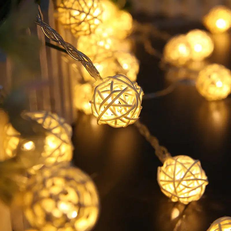 Fairy orb lights illuminating a cozy space with warm glow.