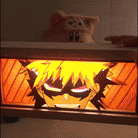 Anime neon light box featuring a glowing character display.