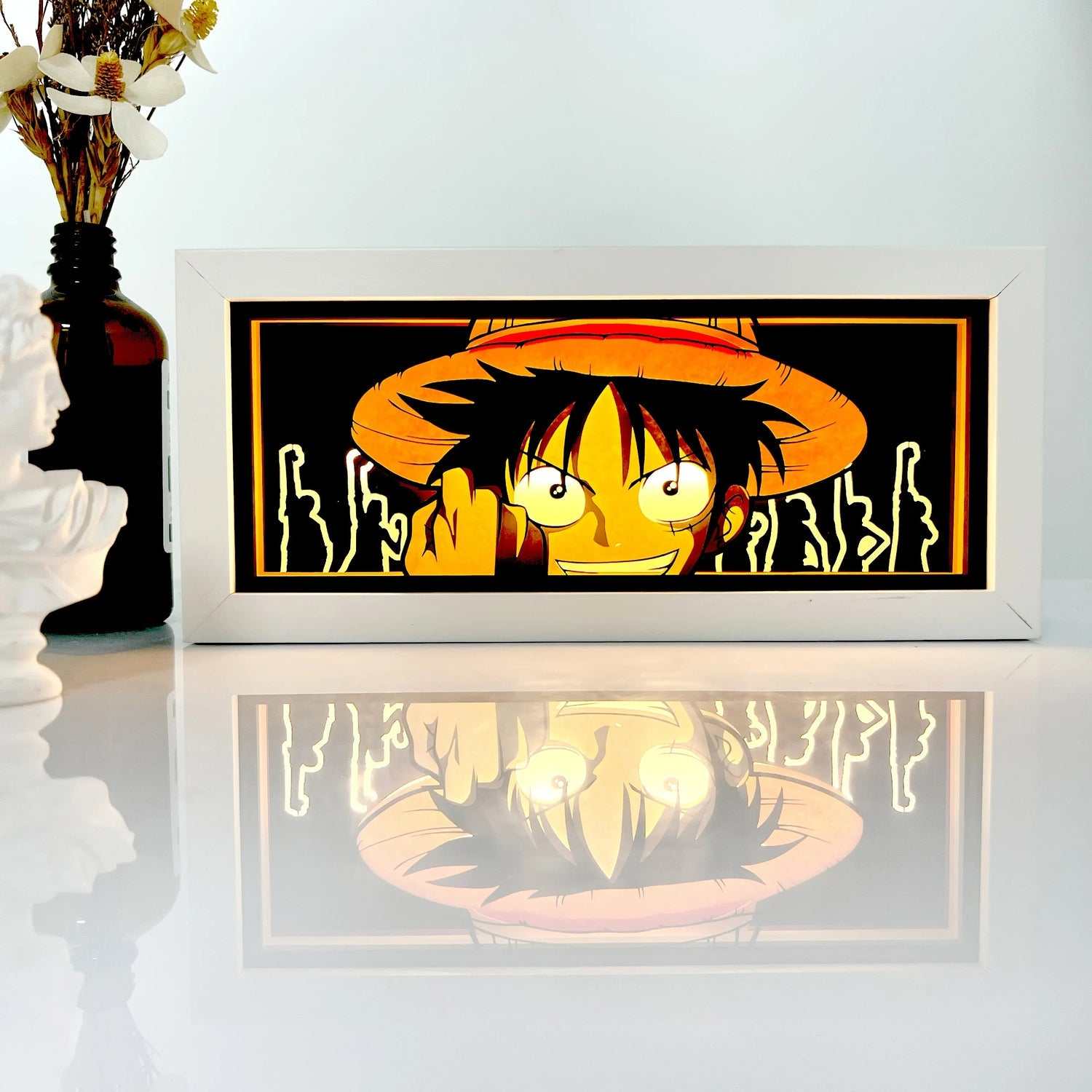 Anime neon light box featuring a popular character illuminating a room.