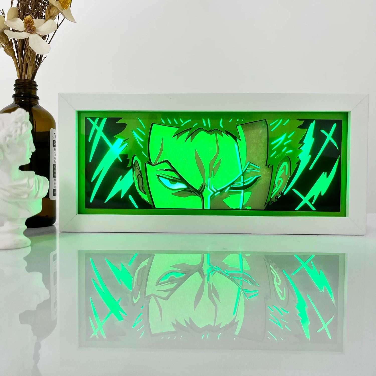 Anime neon light box featuring vibrant character design.