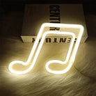 LED neon light in a music note shape, ideal for vibrant room decor.