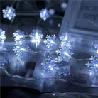 LED snowflake lights illuminating a festive setting with a bright, enchanting glow.